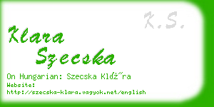 klara szecska business card
